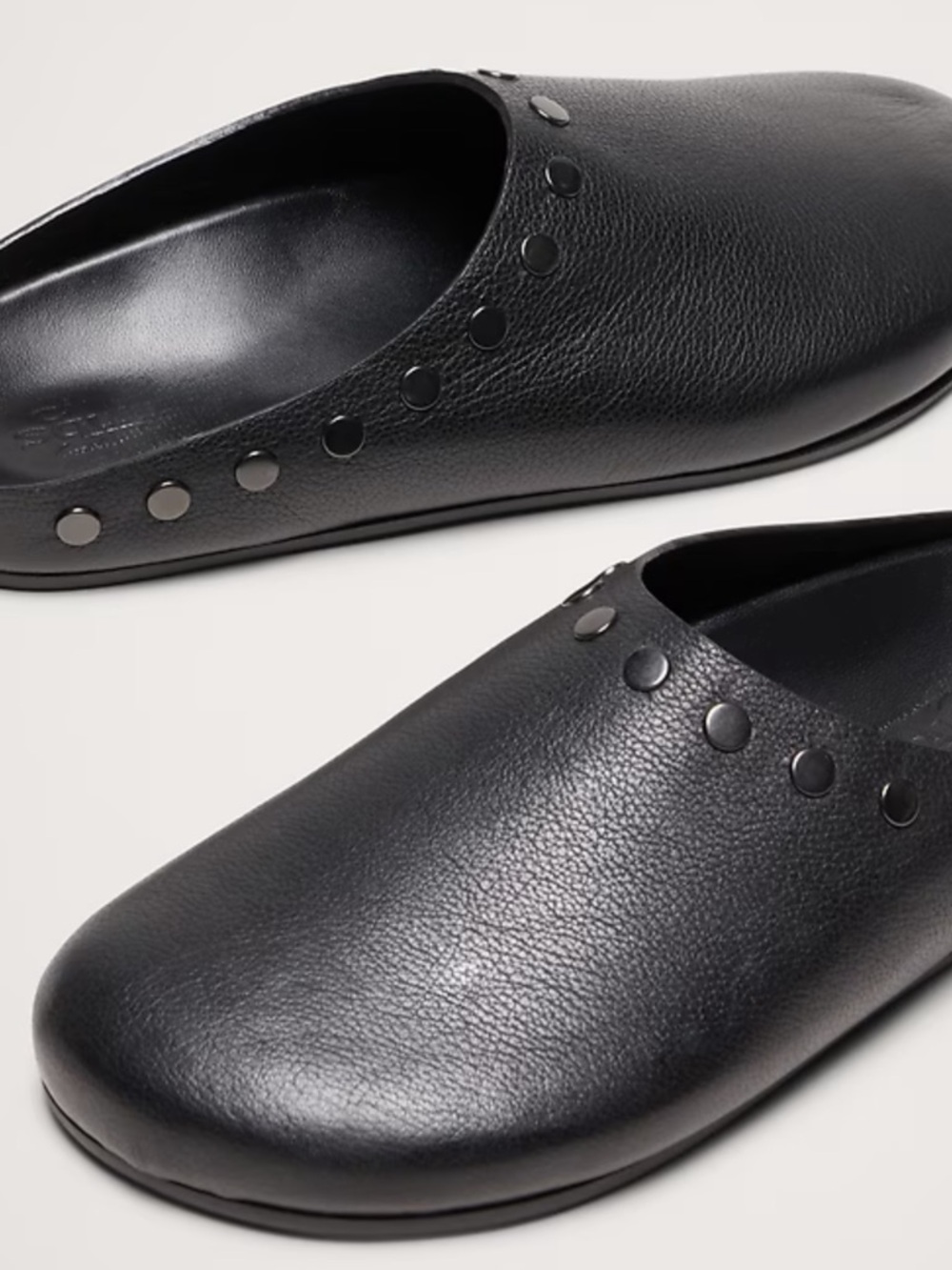 Banana Republic Black Leather Slip-On Studded Clogs